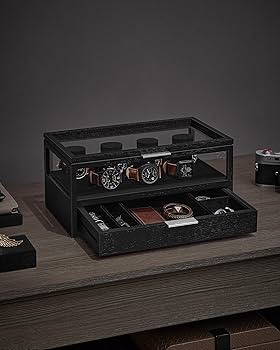 Amazon.co.jp: SONGMICS 時計ケース 腕時計7本収納 2段時計保管